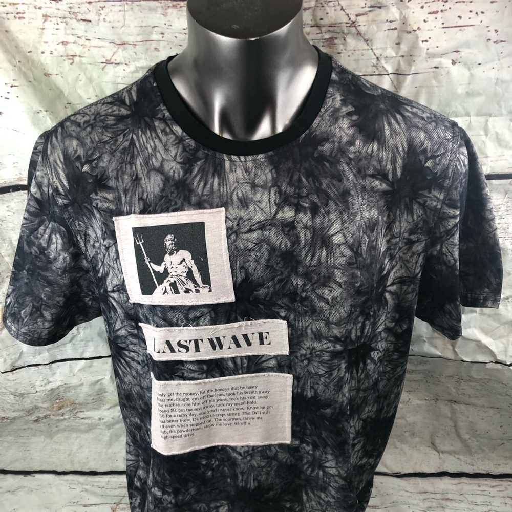 Hudson Outerwear T-Shirt Poseidon Last Wave Graphic Black Gray Mens 2X